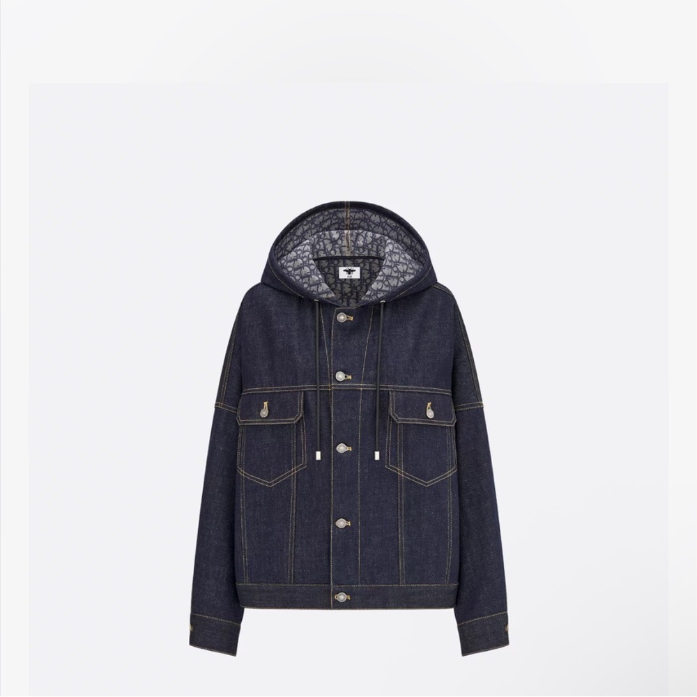 Dior Women's Dark Blue Denim Hooded Jacket